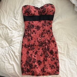 Mystic Strapless Black and Pink Floral Dress